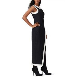 STAUD | NWT! Dana Dress Size: Black With White Trim Right Slit Dress Size Small